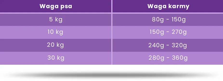 Ile karmy mokrej dla psa tabelą – uniknij błędów w żywieniu psa